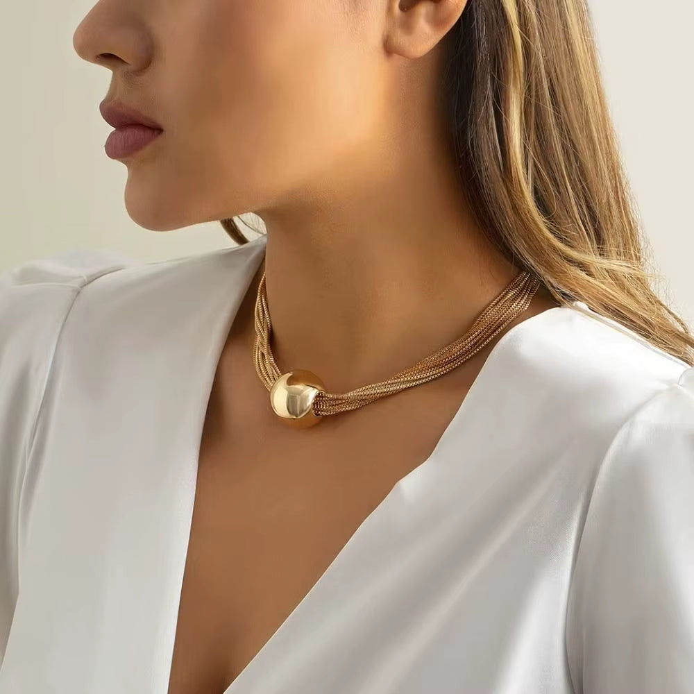 Lustrabold™ Gold Chunky Sphere Choker – Elevate Every Look with Sculpted Shine