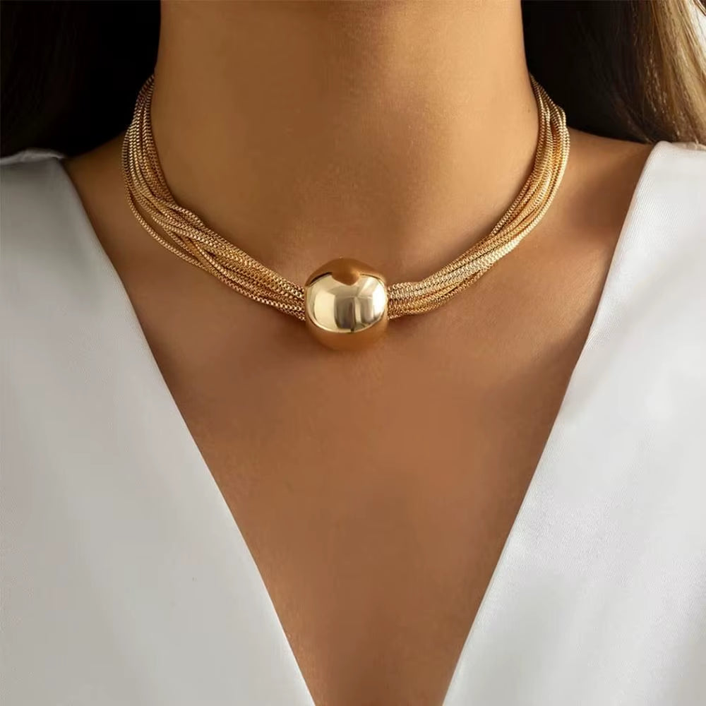 Lustrabold™ Gold Chunky Sphere Choker – Elevate Every Look with Sculpted Shine