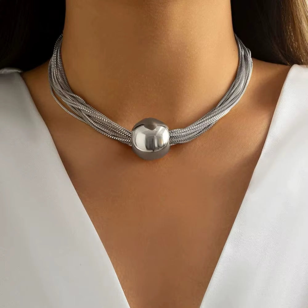 Lustrabold™ Gold Chunky Sphere Choker – Elevate Every Look with Sculpted Shine