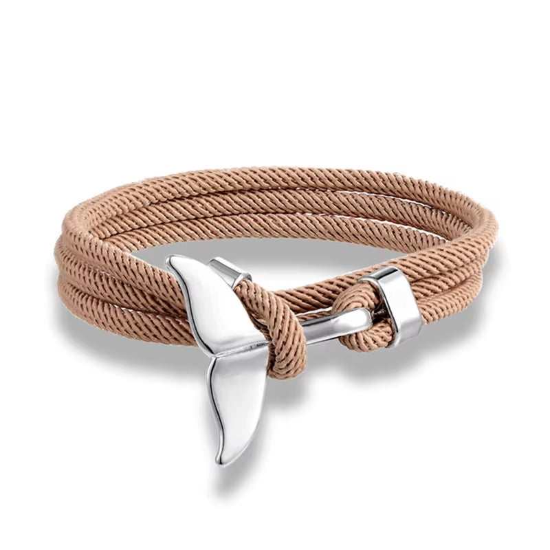 Tidebond™ Ocean-Inspired Whale Tail & Anchor Bracelet – for Hearts That Drift Together