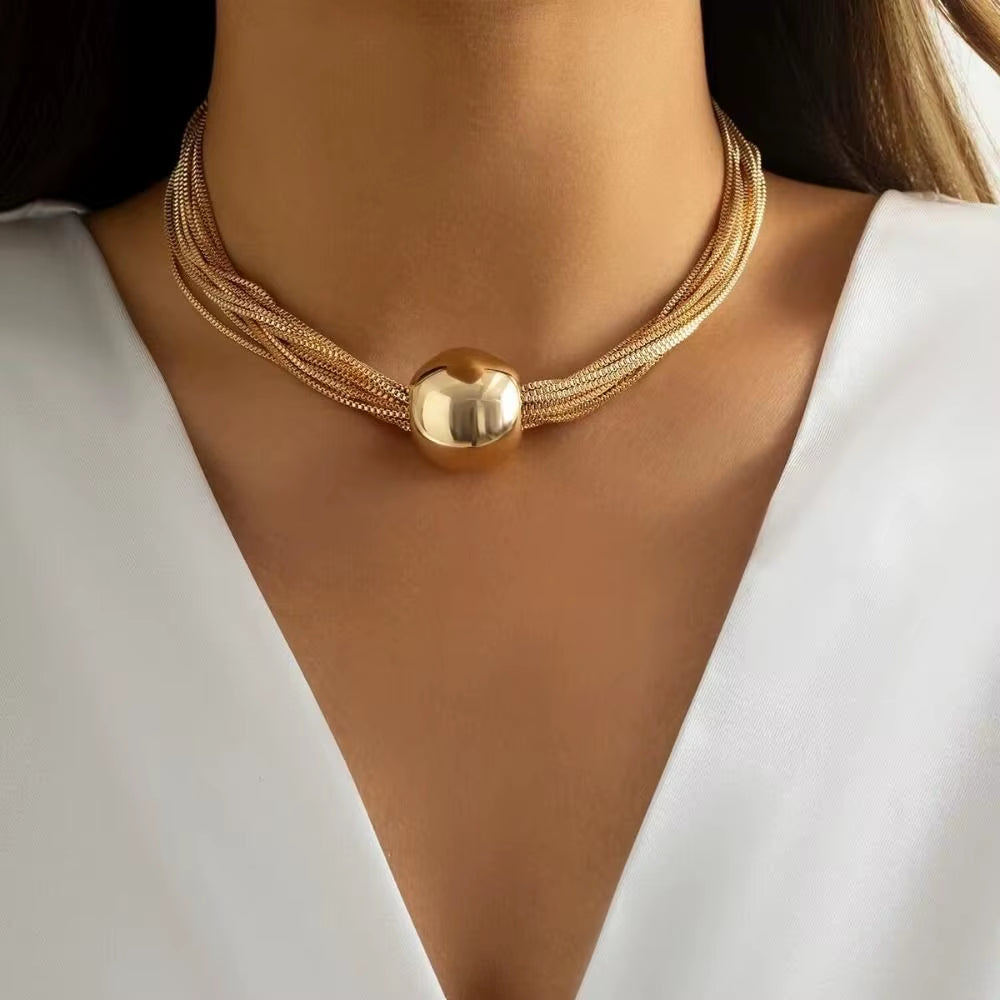 Lustrabold™ Gold Chunky Sphere Choker – Elevate Every Look with Sculpted Shine